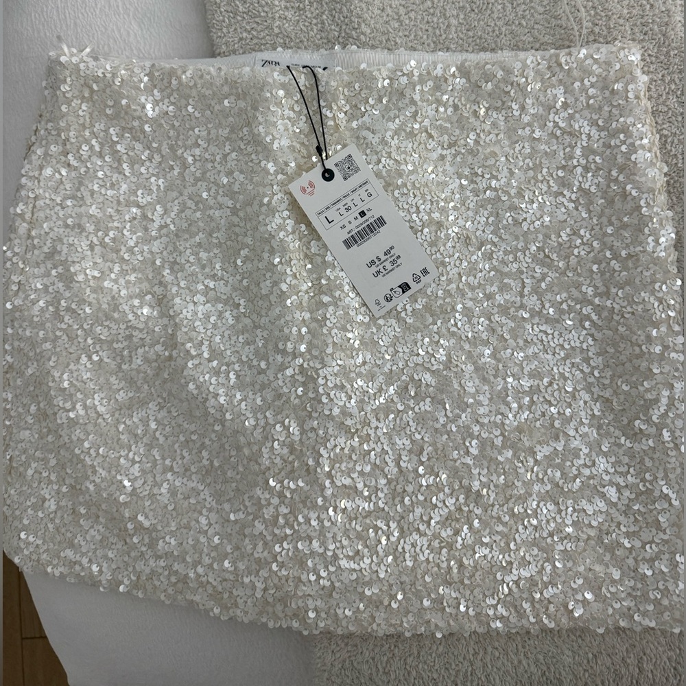 NWT white zara sparkle skirt
